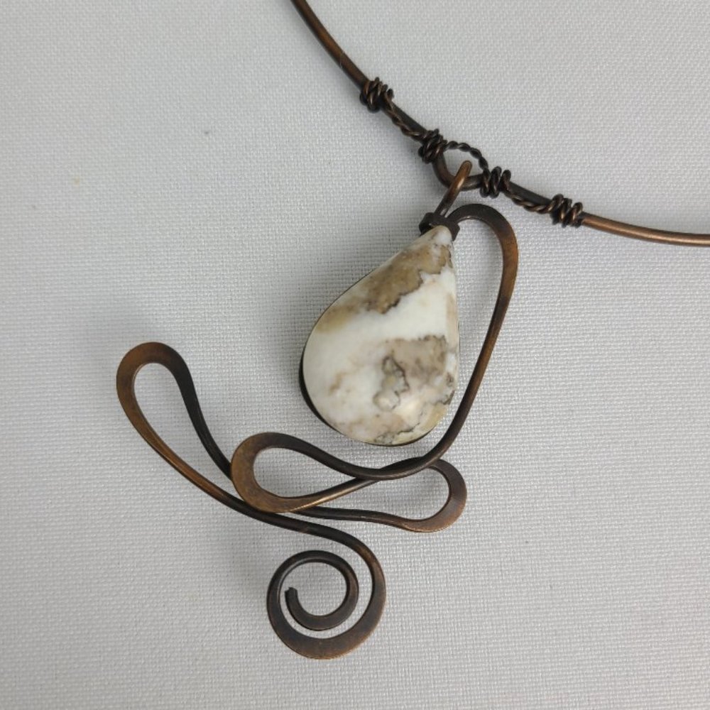 Bronze Natural Stone Choker Statement Necklace